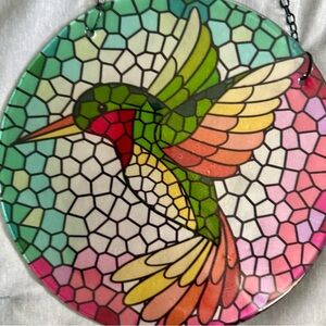Colorful Stained Glass Hummingbird Suncatcher